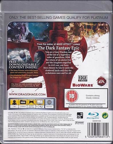 Dragon Age Origins Platinum - PS3 (B Grade) (Genbrug)